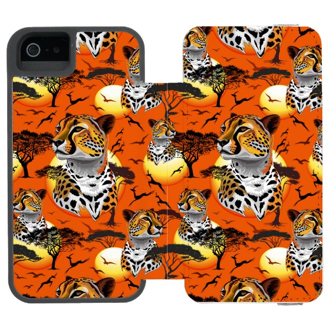 Cheetah African Feline Wild Animal Incipio iPhone Geldbeutel-Hülle (Folio Geöffnet)