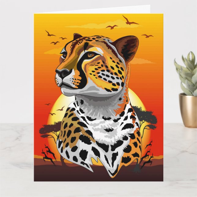Cheetah African Feline Wild Animal Karte (Kleine Pflanze)