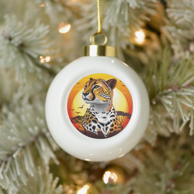 Cheetah African Feline Wild Animal Keramik Kugel-Ornament (Baum)