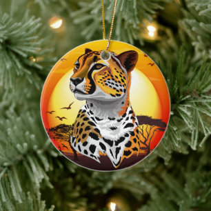 Cheetah African Feline Wild Animal Keramik Ornament