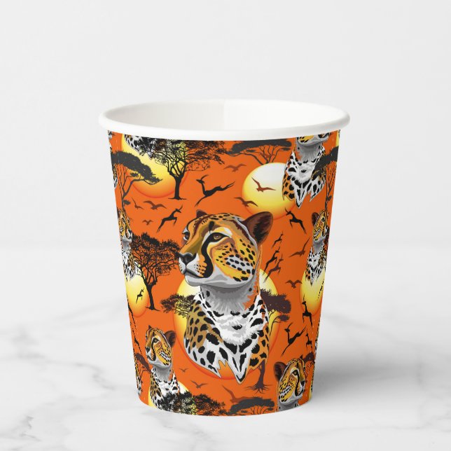 Cheetah African Feline Wild Animal Pappbecher (Links)