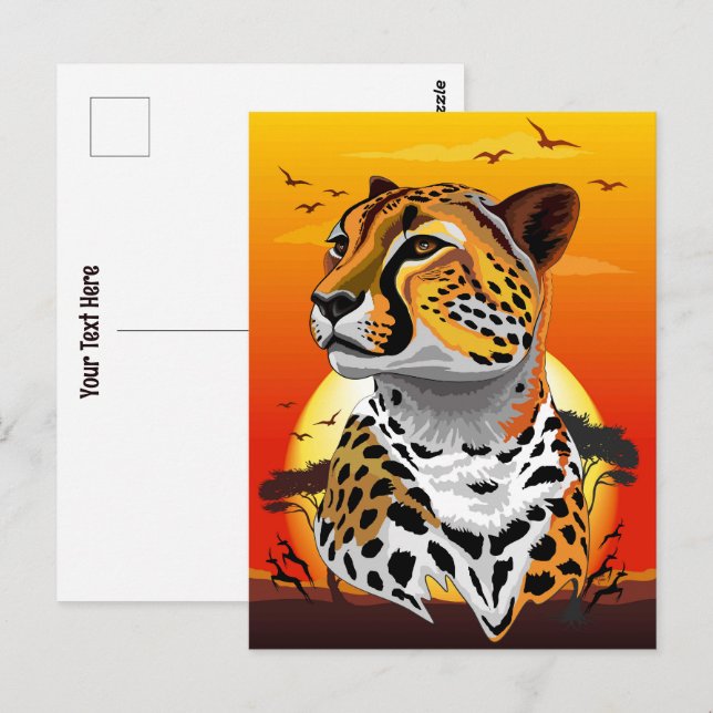 Cheetah African Feline Wild Animal Postkarte (Vorne/Hinten)