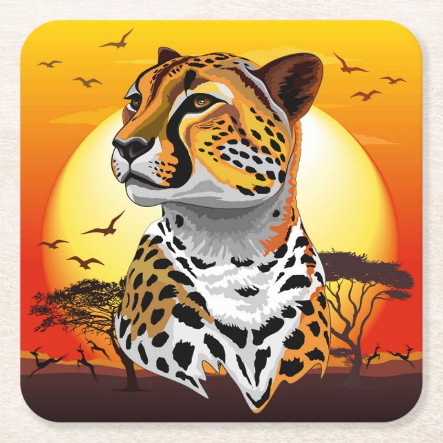 Cheetah African Feline Wild Animal Rechteckiger Pappuntersetzer (Vorderseite)