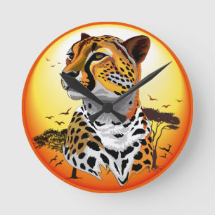 Cheetah African Feline Wild Animal Runde Wanduhr