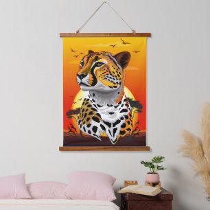 Cheetah African Feline Wild Animal Wandteppich Mit Holzrahmen