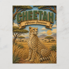Cheetah African Savanna POPCUT Postkarte