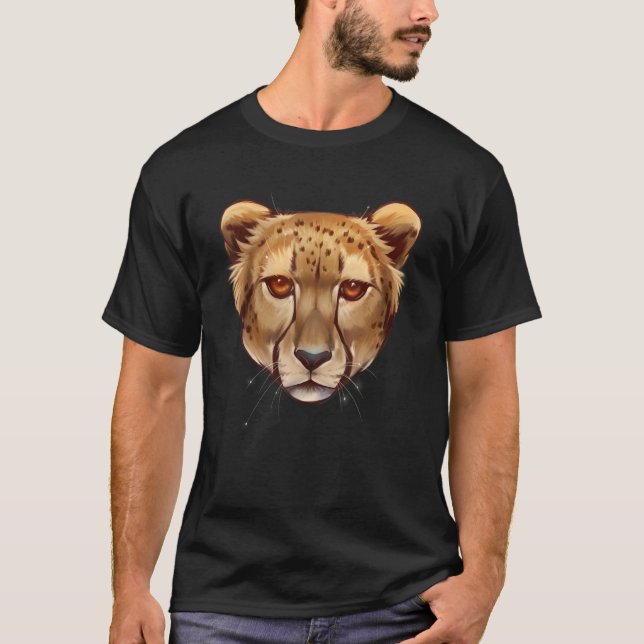 Cheetah Animal Face Africa Large Cat Zoologist Cat T-Shirt (Vorderseite)