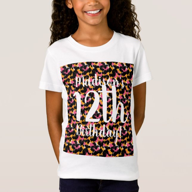 Cheetah Animal Print Birthday Shirts für Mädchen (Vorderseite)