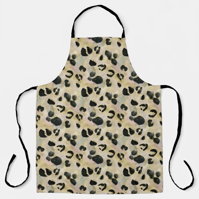 Cheetah Animal Print Black, Gold Schürze (Vorderseite)