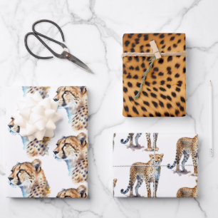 Cheetah Animal Print Geschenkpapier Set