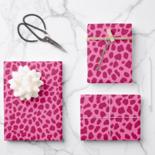 Cheetah Animal Print Girly Glam y2k Ästhetik Rosa Geschenkpapier Set