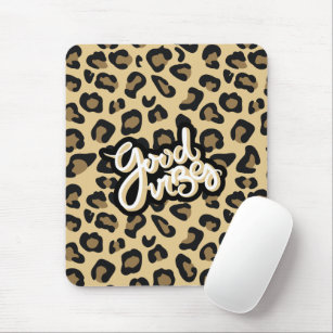 Cheetah Animal Print Good Vibes Zitat Mousepad