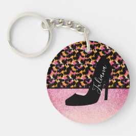 Cheetah Animal Print Pink Pearl Heel Schlüsselanhä Schlüsselanhänger