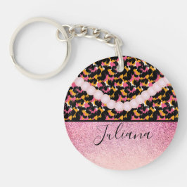 Cheetah Animal Print Pink Pearl Schlüsselanhänger