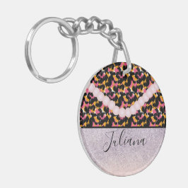 Cheetah Animal Print Pink Pearl Schlüsselanhänger