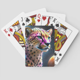 Cheetah auf Weltraumkarten Spielkarten