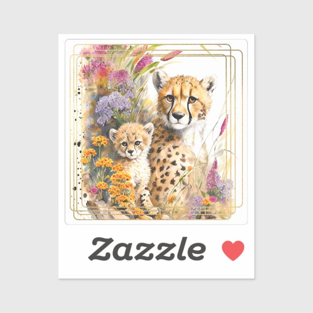 Cheetah Baby- und Mama-Aufkleber Aufkleber (Blatt)