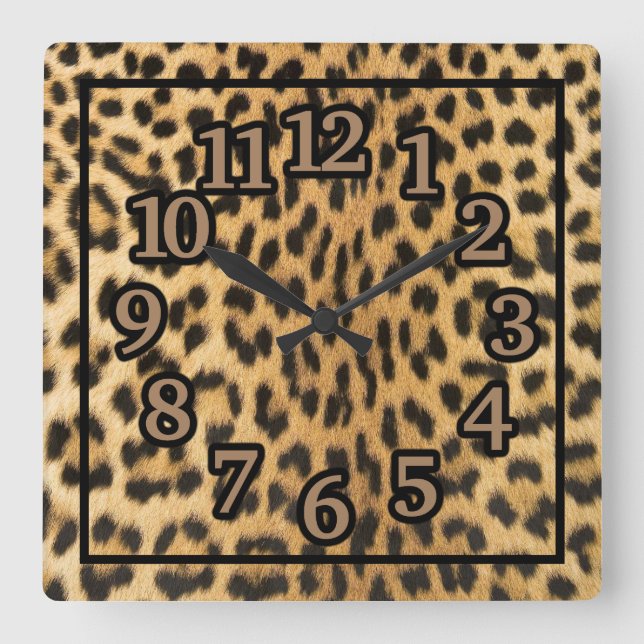 Cheetah Big Cat Animal Print Quadratische Wanduhr (Vorderseite)
