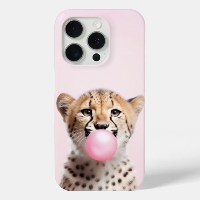 Cheetah Blown Pink Blubble Handy Fall Case-Mate iPhone Hülle (Rückseite)