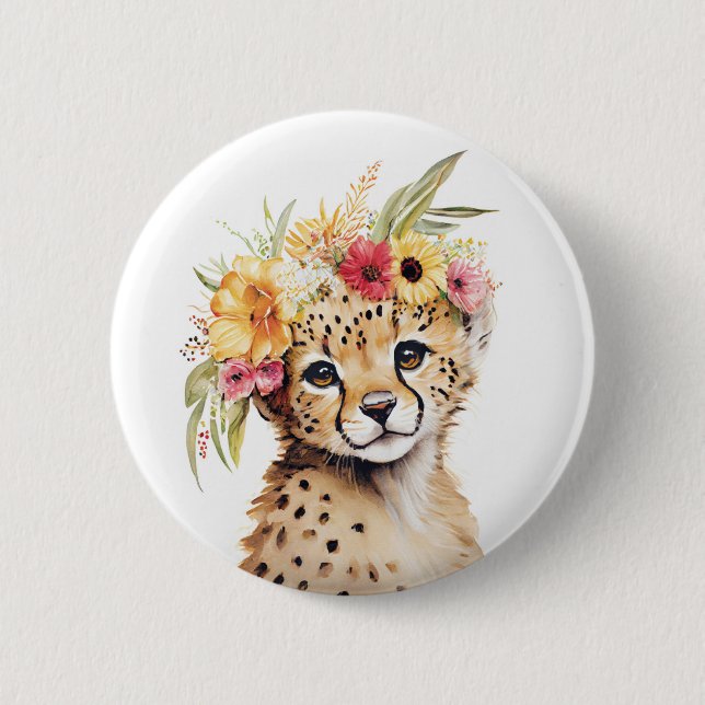 Cheetah Blume Ristorante da Valentino Button (Vorderseite)