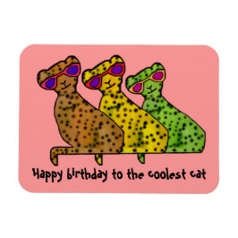 Cheetah Cool Cats Happy Birthday Premium Magnet