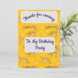Cheetah Danke, Card Einladung