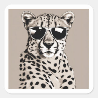 Cheetah Diva Quadratischer Aufkleber