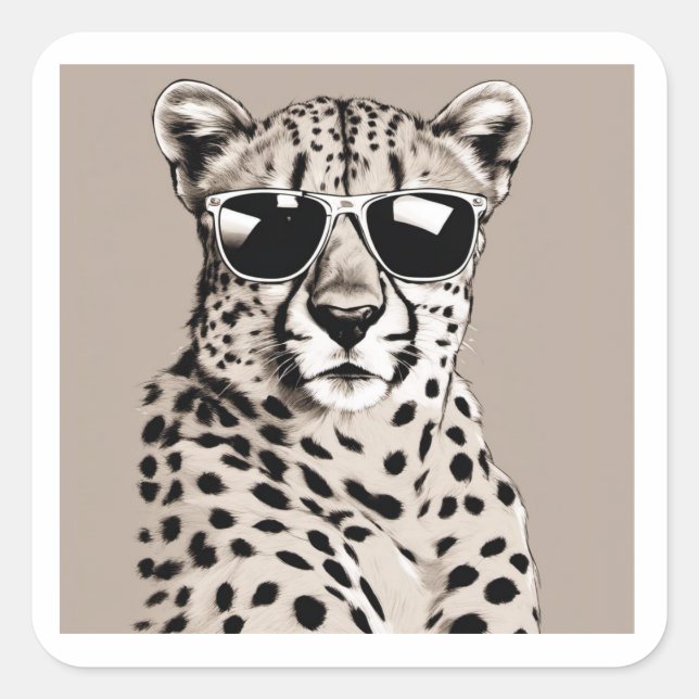 Cheetah Diva Quadratischer Aufkleber (Vorderseite)