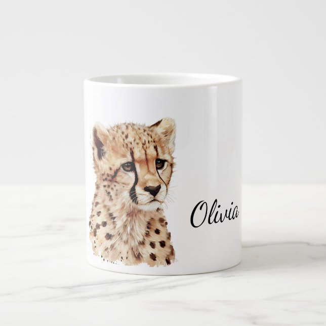 Cheetah Face Personalisiert Jumbo-Tasse (Vorderseite)