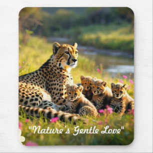 "Cheetah Family by River" Mousepad