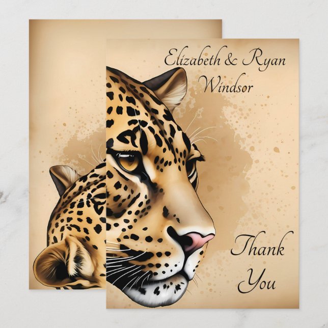 Cheetah Flat Carte de remerciements (Devant / Derrière)