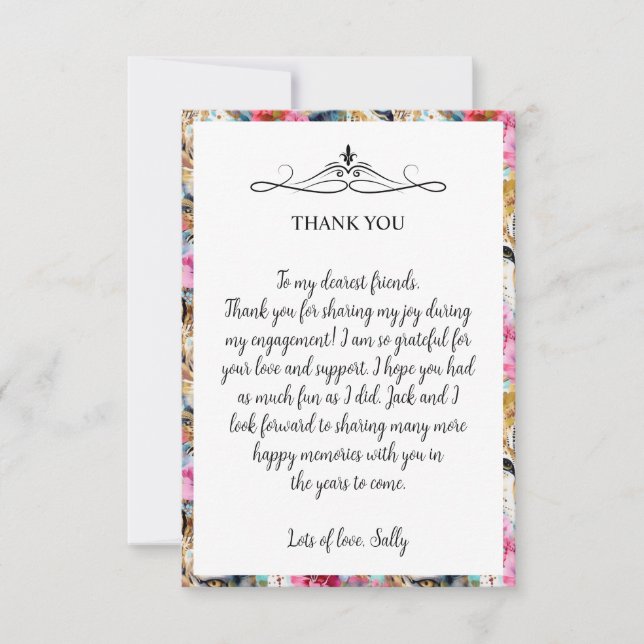 Cheetah Floral Boho Wasserfarben-Muster Dankeskarte (Vorderseite)