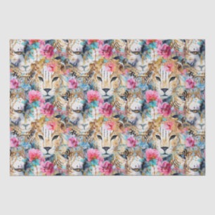 Cheetah Floral Boho Wasserfarben-Muster Seidenpapier