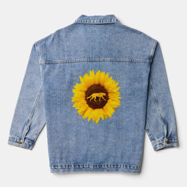 Cheetah für Frauen Männer Cougar Canine Sonnenblum Jeansjacke (Rückseite)