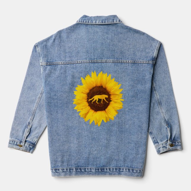 Cheetah für Frauen Männer Cougar Canine Sonnenblum Jeansjacke (Rückseite)