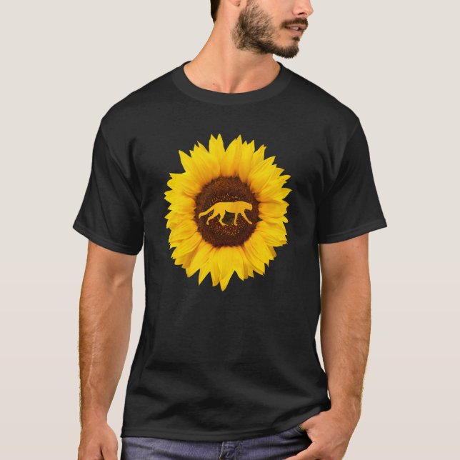 Cheetah für Frauen Männer Cougar Canine Sonnenblum T-Shirt (Vorderseite)