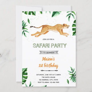 Cheetah Geburtstag Thema Einladung