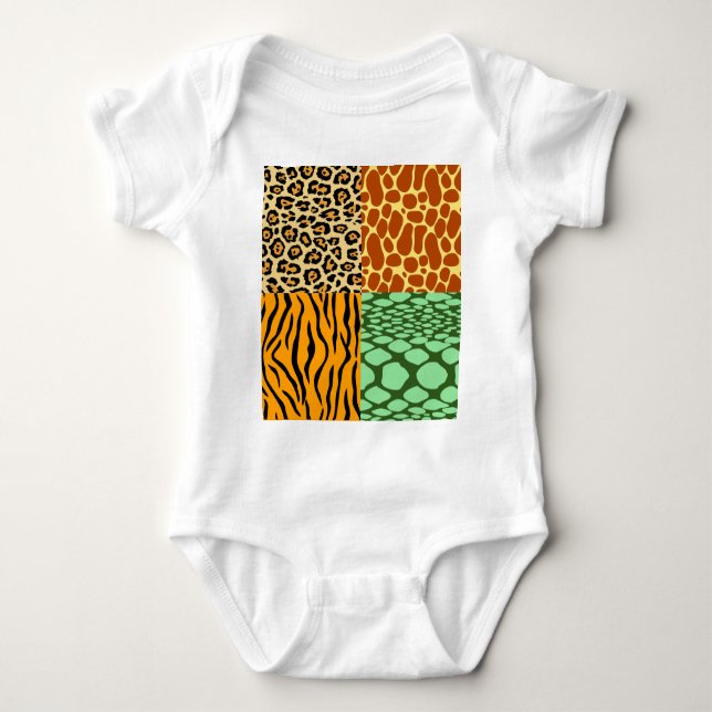 Cheetah, Giraffe, Tiger und Schlange Baby Strampler (Vorderseite)