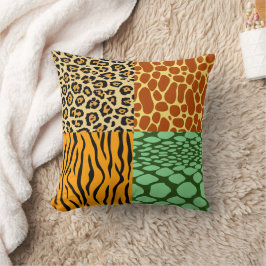 Cheetah, Giraffe, Tiger und Schlange Kissen