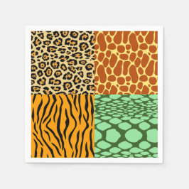 Cheetah, Giraffe, Tiger und Schlange Serviette