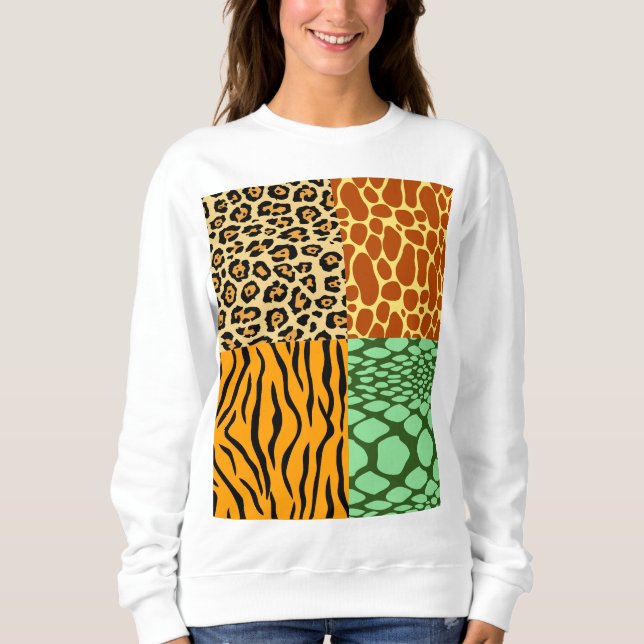 Cheetah, Giraffe, Tiger und Schlange Sweatshirt (Vorderseite)