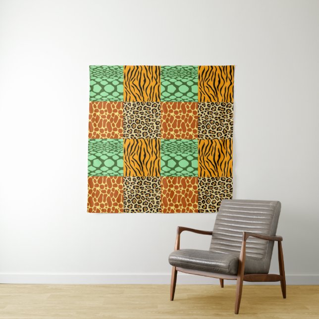 Cheetah, Giraffe, Tiger und Schlange Wandteppich (Beispiel)