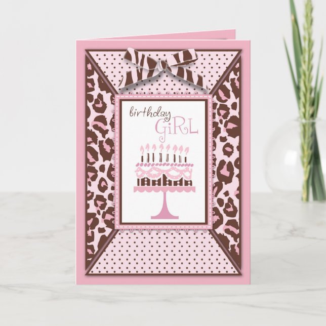 Cheetah Girl Birthday Card Karte (Vorderseite)