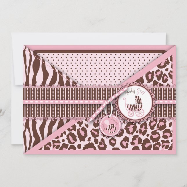 Cheetah Girl Einladungskarte Rosa C (Vorderseite)