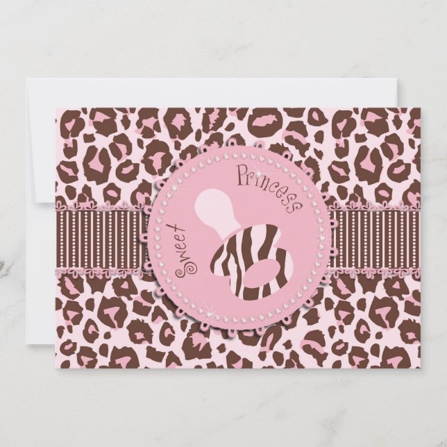 Cheetah Girl Einladungskarte Rosa D (Vorderseite)