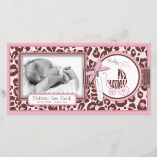 Cheetah Girl Foto Card Rosa Ankündigung