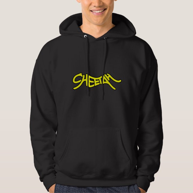 Cheetah Graffiti Style Typography Bold Yellow Hoodie (Vorderseite)