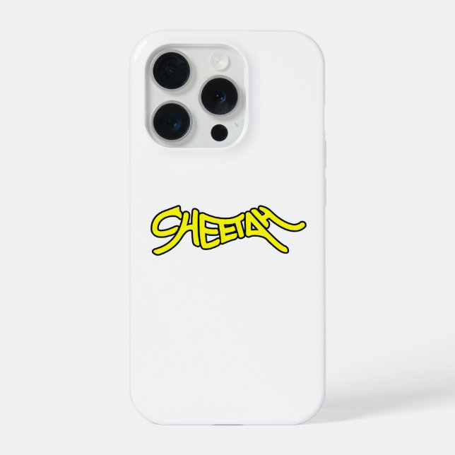 Cheetah Graffiti Style Typography Bold Yellow iPhone 15 Pro Hülle (Rückseite)