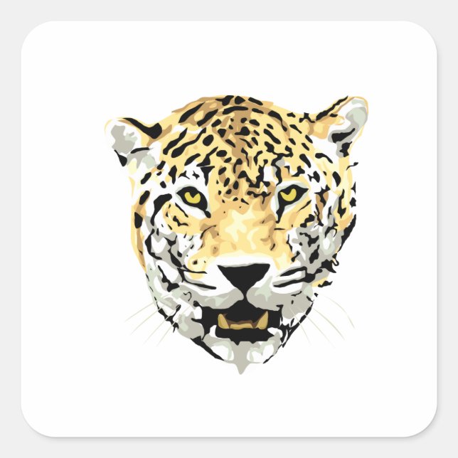 Cheetah Head Zeichnend Quadratischer Aufkleber (Vorderseite)