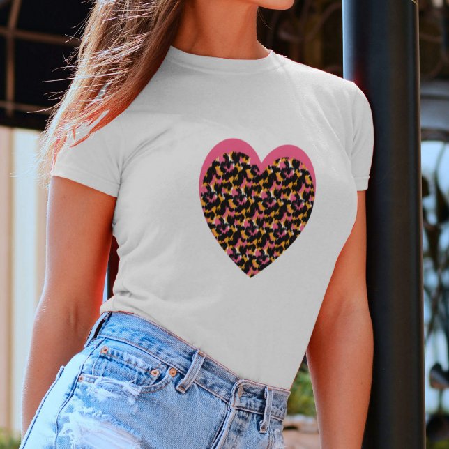 Cheetah Heart Pink Black T-Shirt (Von Creator hochgeladen)